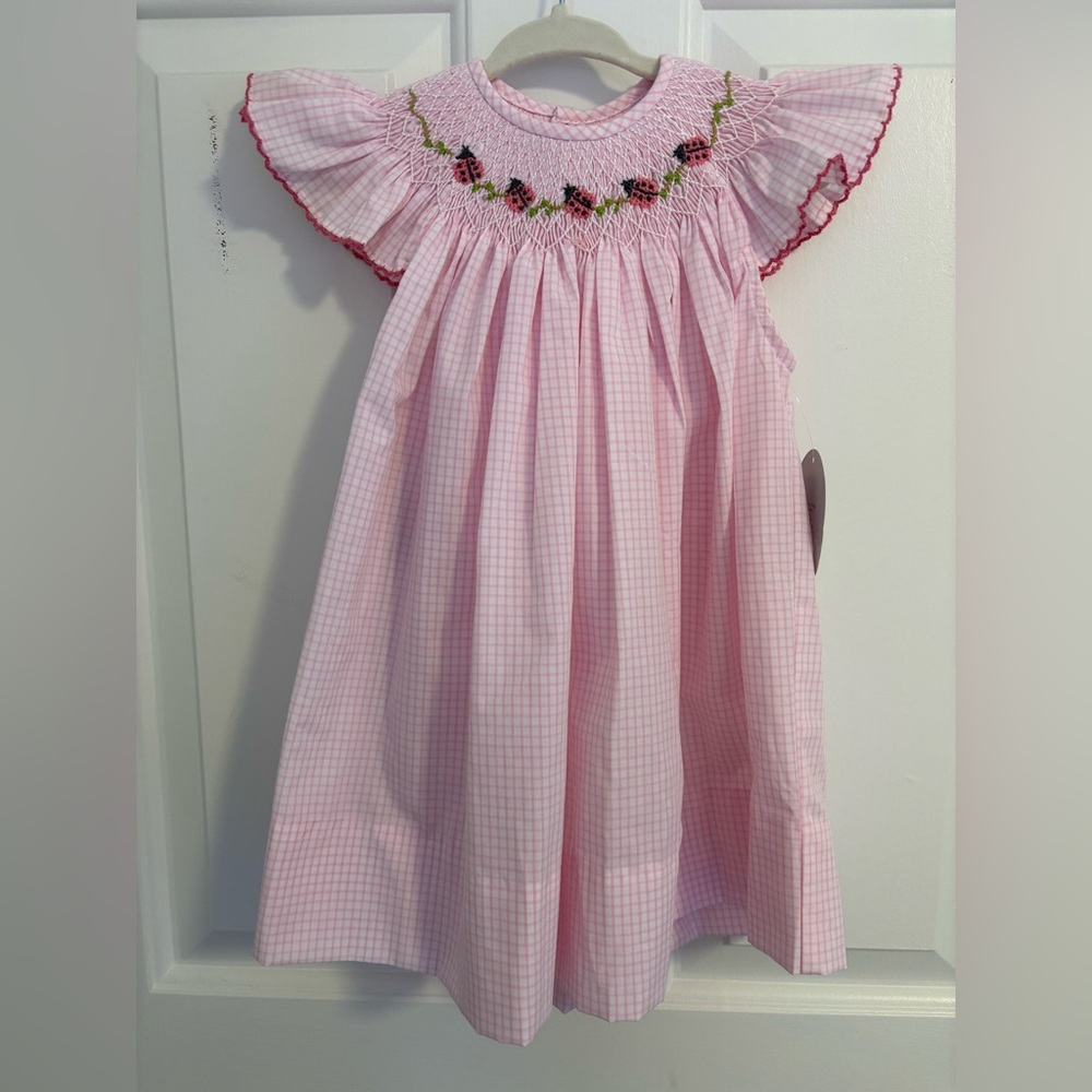 Baby Sen by Remember Nguyen sweet ladybug smocked gingham dress